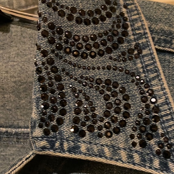 Christine Alexander Rhinestone Denim Jacket Blue S (Fits S/M) - Picture 3 of 7